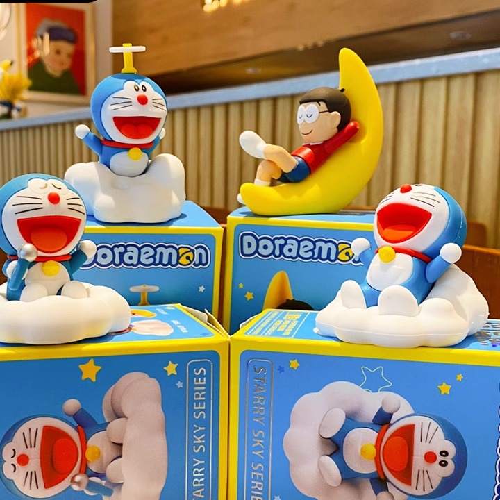 正版夜游星空系列哆啦A梦盲盒卡通潮玩手办车载桌面装饰摆件