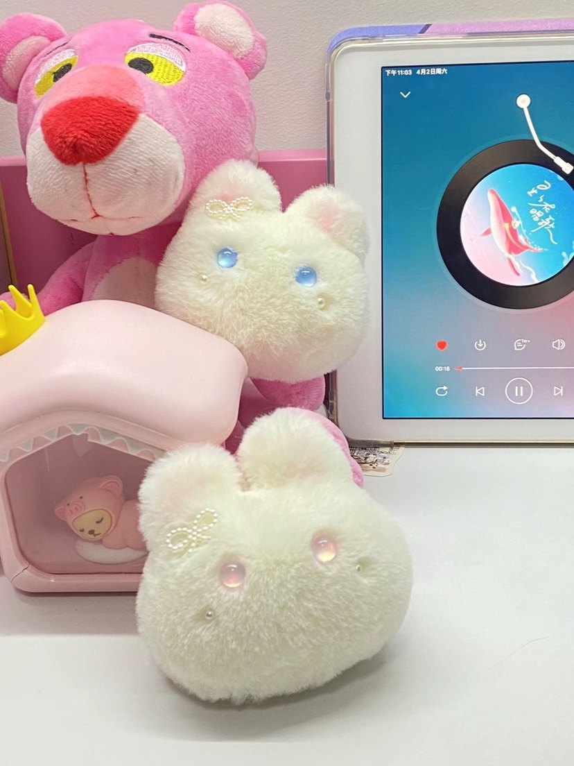 手工缝制玩偶毛绒绒可爱小兔头钥匙扣挂件diy送闺蜜礼物材料包