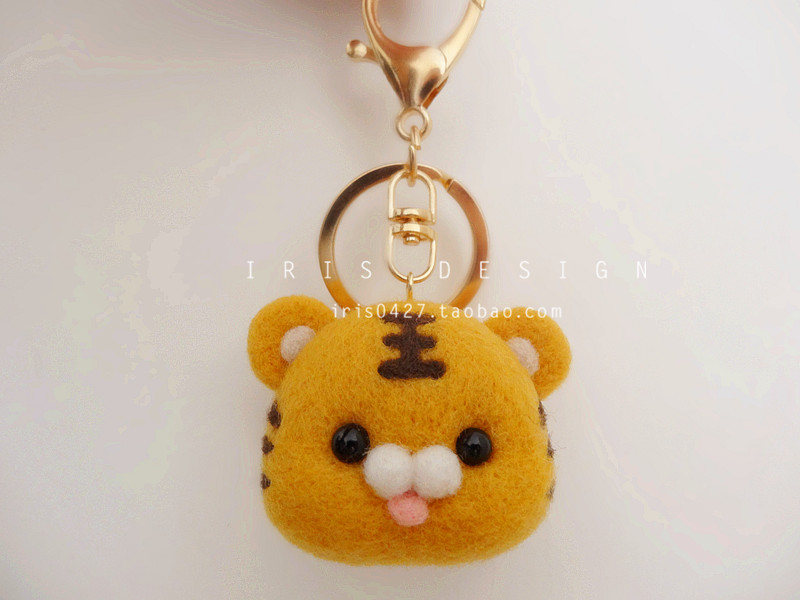 手作羊毛毡成品老虎钥匙扣手机链