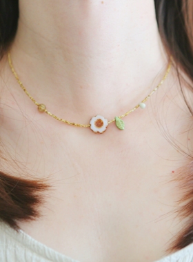 Iris原创捷克珠项链【一朵小花】复古小众女生锁骨链手链套装包邮