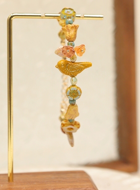 Iris原创【小鸟与咖啡】复古小众美拉德手链捷克珠琉璃女生手串