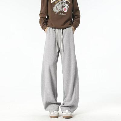 潮流美式复古宽松针织长裤男女秋季2025年新款潮休闲直筒运动裤