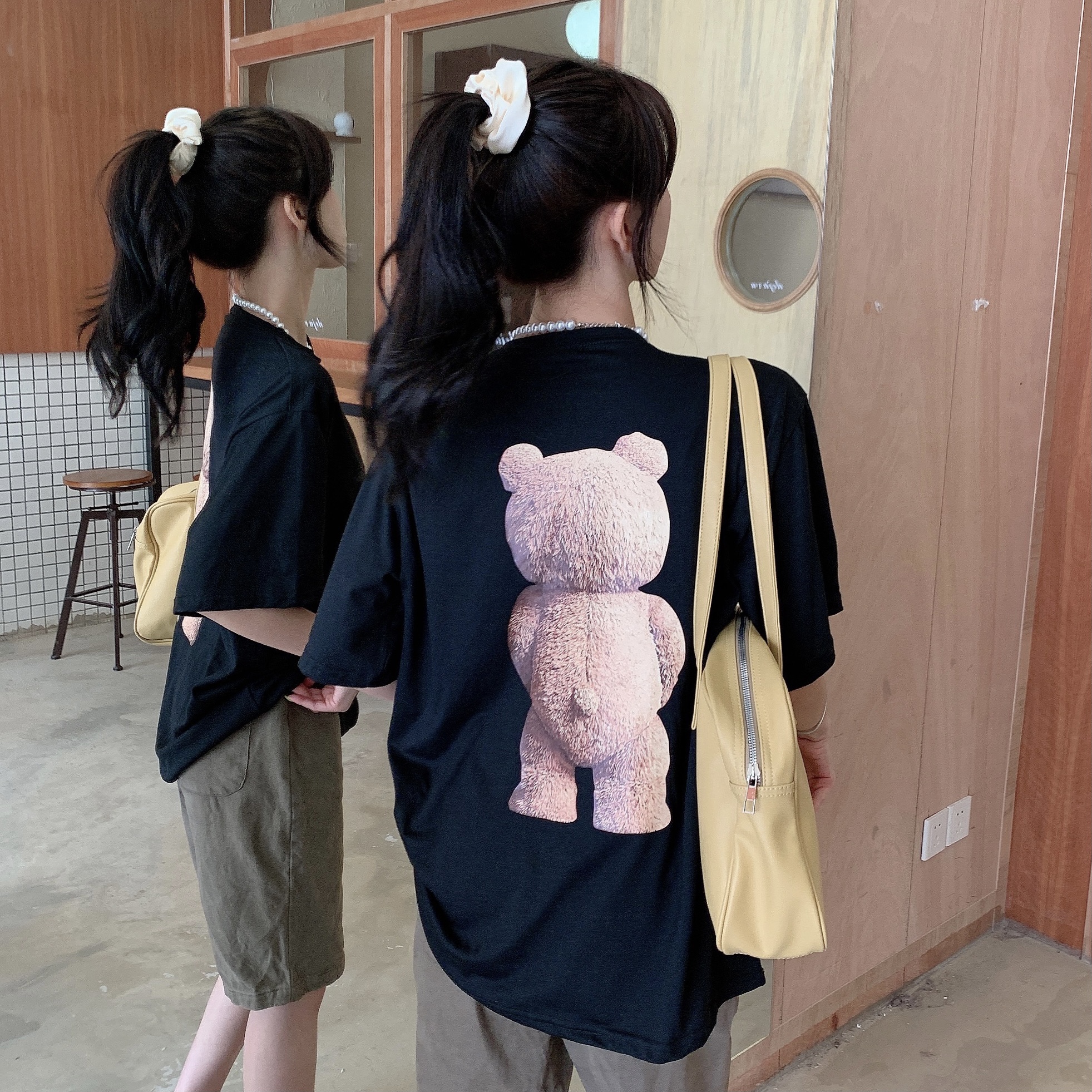 Real shooting summer new Korean bear short sleeve T-shirt