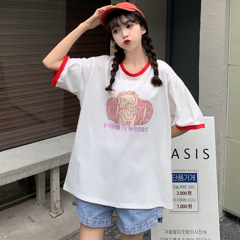 Real shooting original short sleeve T-shirt girl Xia banchao