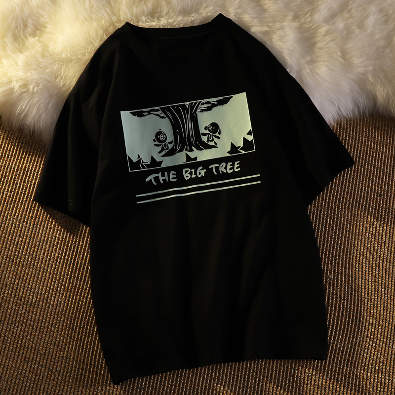 Original Hong Kong Style bear short sleeve T-shirt women's loose Korean fashion cotton half sleeve top