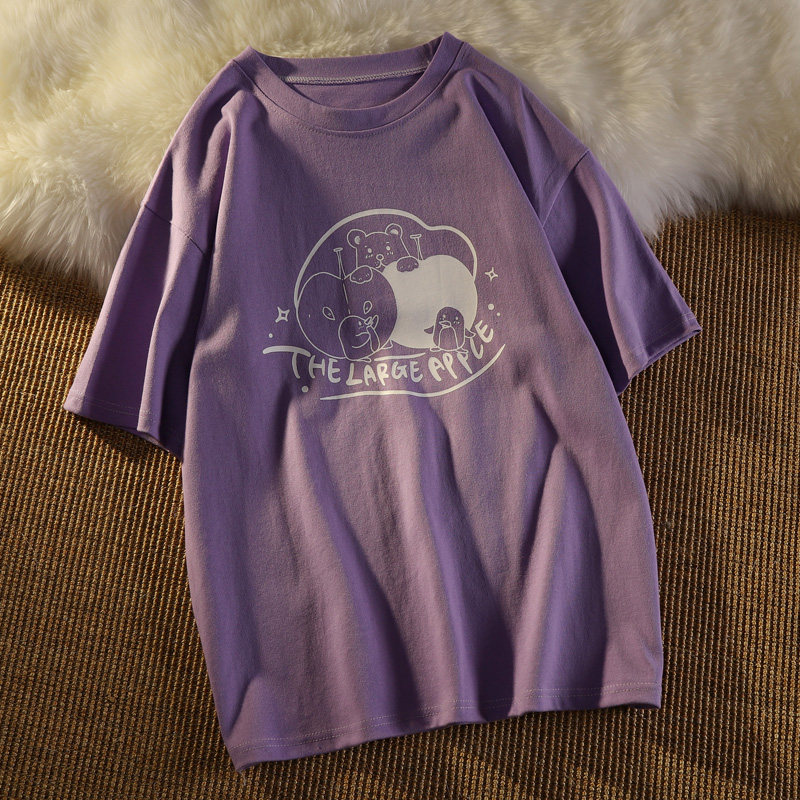 Real shot original cotton short sleeve T-shirt women loose Korean version ins Harajuku wind fried Street top