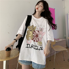 Real shot new Korean style loose and versatile short sleeve T-shirt for women