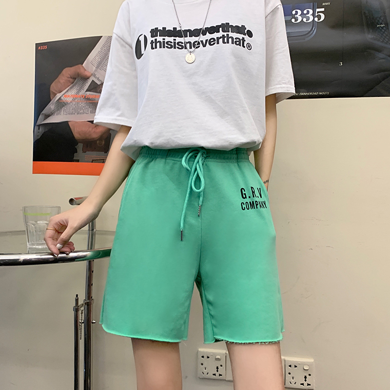 Real shot sports shorts female student loose wide leg running pants show thin hot pants Korean casual pants