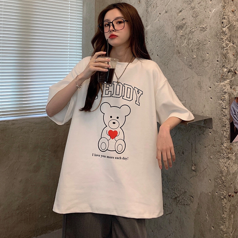 Real shooting summer new round neck short sleeve T-shirt women's loose and versatile bottom coat fashion