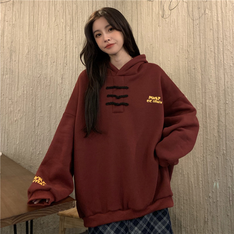 Real shooting of spring and autumn thin red life year of the ox bodyguard women's Korean loose Chinese style hooded New Year's clothes