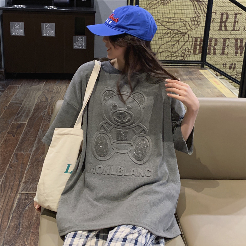 Real shot online Red super fire short sleeve T-shirt women's summer Korean version loose body fashion