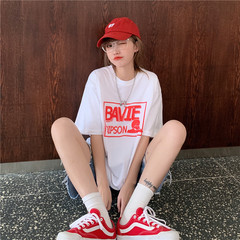 Real shot short sleeve t-shirt female student BF loose ins summer street top T-shirt