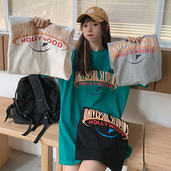 實拍印花恤女潮新款港風簡約寬鬆韓版學生上衣