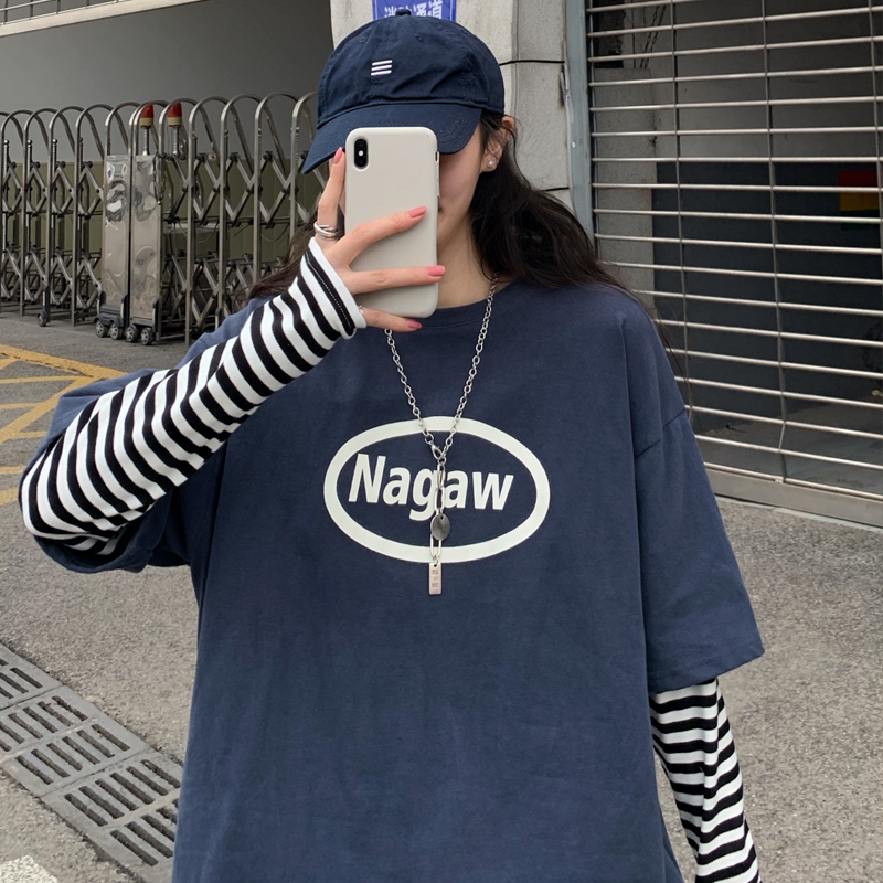 Two long sleeve T-shirt women's loose Korean version Harajuku fashion clothes