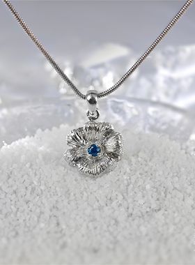 手工拉丝蝴蝶结丝带花吊坠原创个性设计手作925纯银定制小众首饰