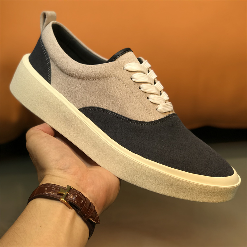 透气英伦风板鞋真皮拼色休闲鞋