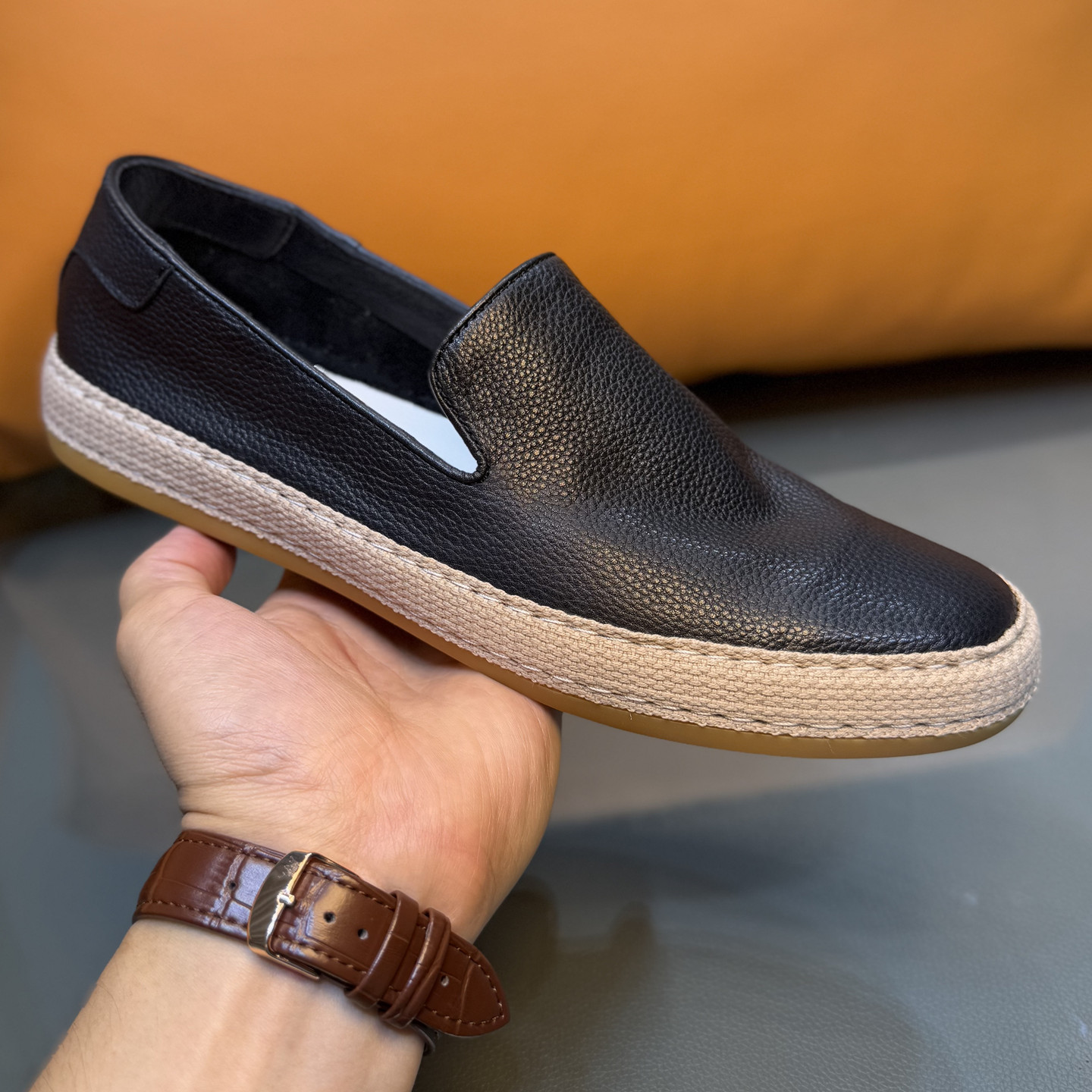 欧洲站男鞋真皮乐福鞋一脚蹬