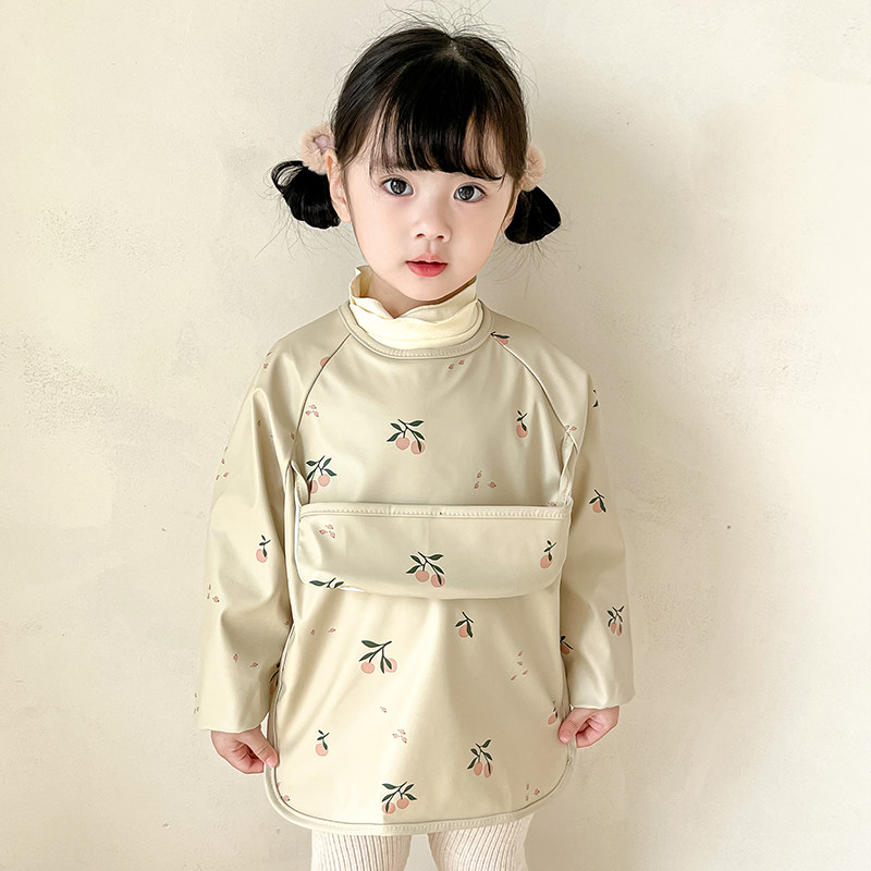 丹麦风宝宝吃饭围兜防水罩衣PU儿童围裙半包按扣式长袖护衣防脏,童装/婴儿装/亲子装,反穿衣/罩衣,淘宝优惠券,粉丝福利购,淘宝优惠卷