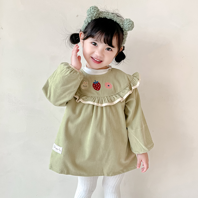 阿喜和悦公主灯芯绒罩衣防水