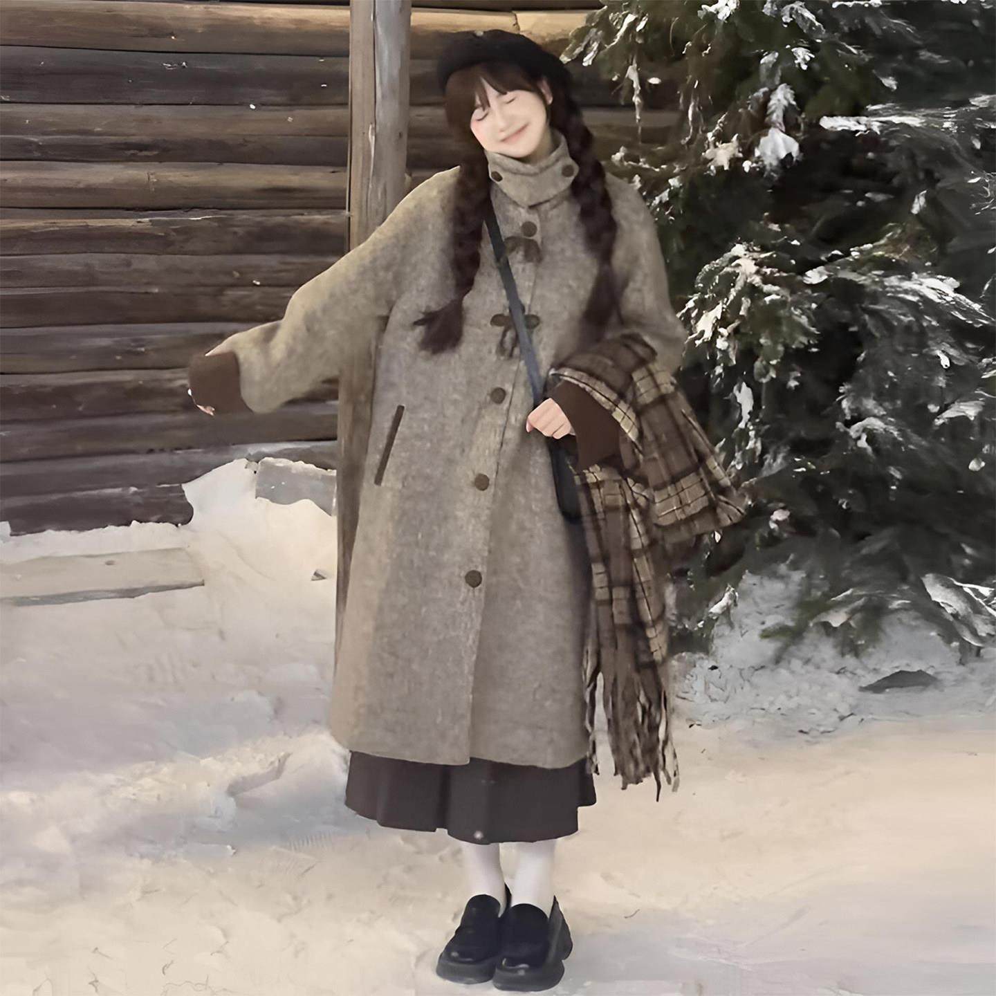 胖mm特大码日式慵懒风毛呢大衣女秋冬新款遮肉显瘦立领中长款外套,女装/女士精品,大码呢大衣,淘宝优惠券,粉丝福利购,淘宝优惠卷