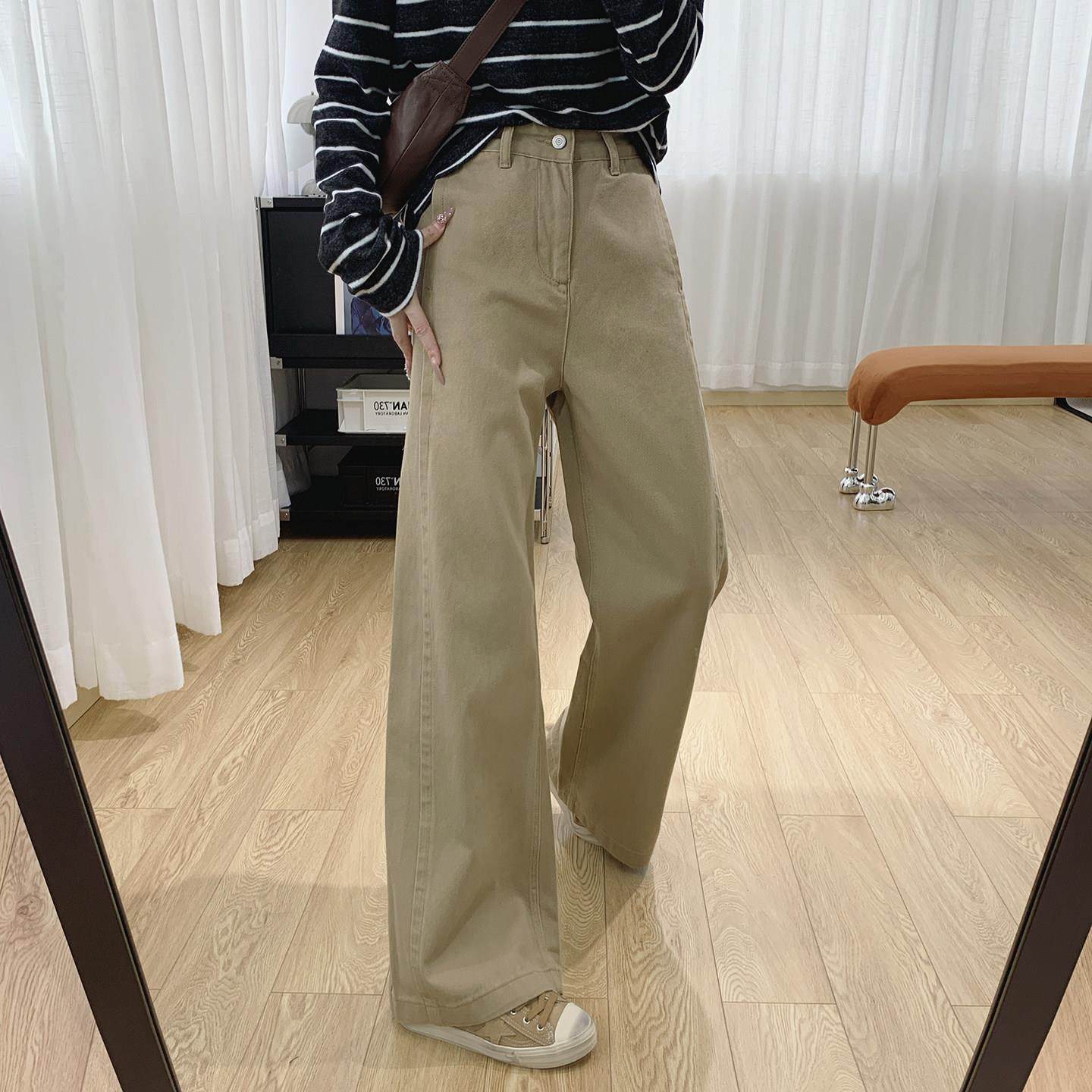 老钱风无弹高腰显瘦阔腿裤女秋冬长裤2025新款裤子宽松直筒牛仔裤,女装/女士精品,牛仔裤,淘宝优惠券,粉丝福利购,淘宝优惠卷