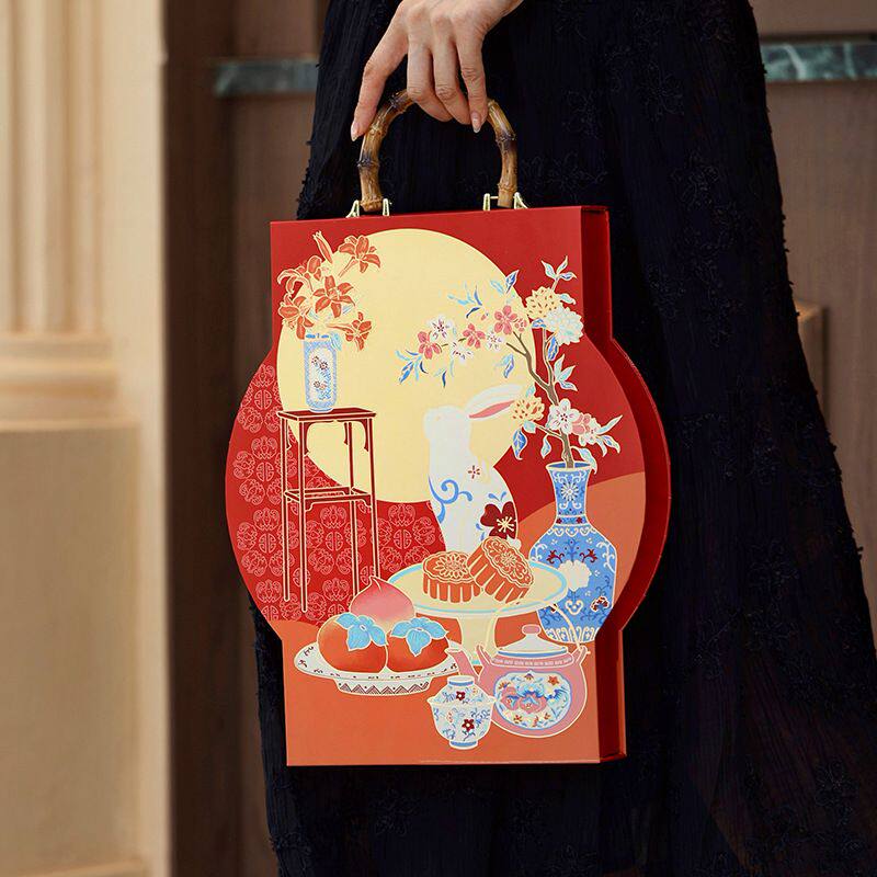 2024新品中秋礼盒6粒8粒月饼高档手提盒国风高级感流心广式包装盒