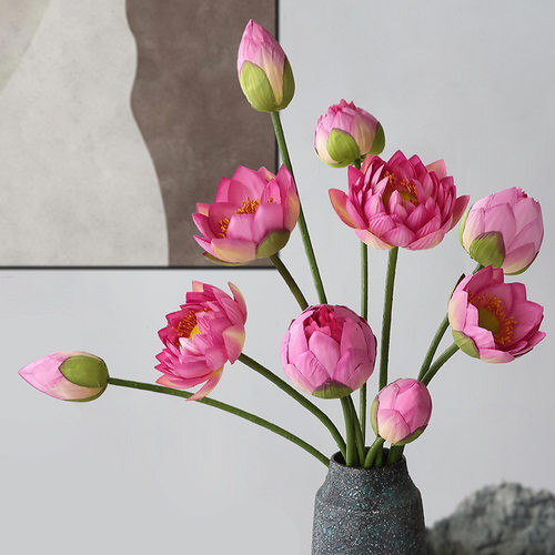 荷花仿真花新中式莲花假花莲叶莲蓬摆件客厅插花瓶摆设拍摄道具