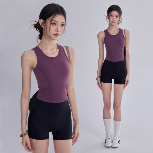 一体式运动背心女工字速干瑜伽服