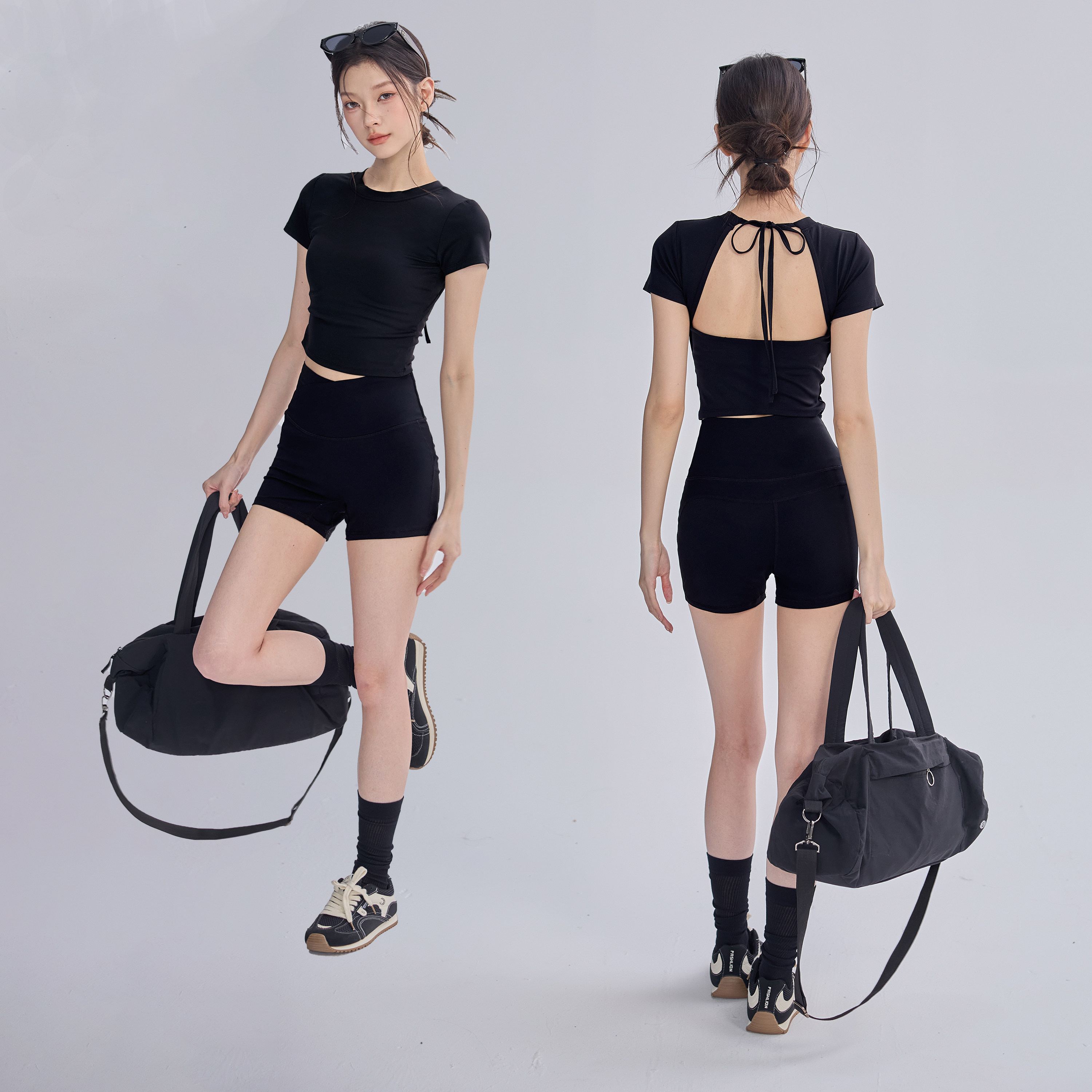 2026新款固定杯运动短袖女露背上衣紧身美背T恤瑜伽服跑步健身衣