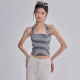 条纹挂脖瑜伽背心女带胸垫跑步运动文胸普拉提训练健身美背内衣