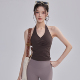 夏季 露背瑜伽背心女带胸垫挂脖运动内衣跑步普拉提健身上衣 新款