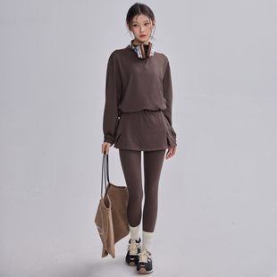 运动卫衣女瑜伽服套装半拉练显瘦御寒外穿跑步长袖长裤健身两件套