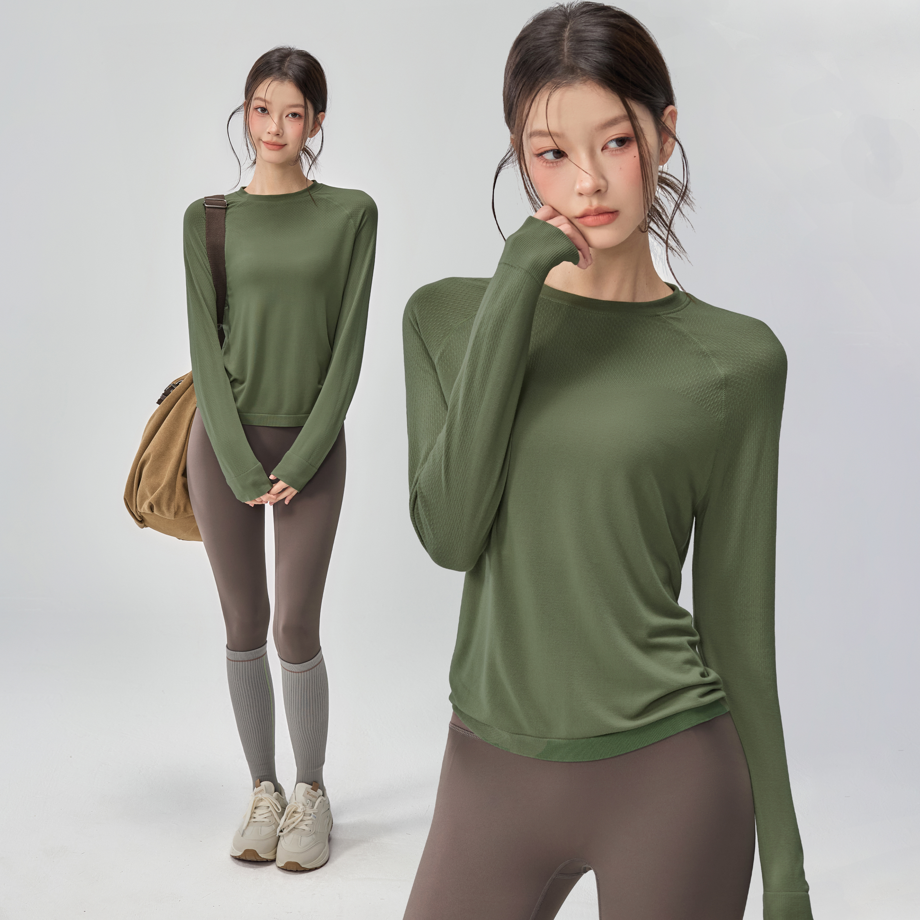 秋季瑜伽服T恤跑步骑行长袖上衣