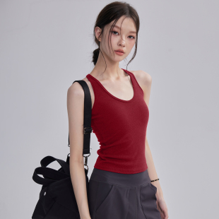 带胸垫运动吊带背心女外穿撞色显瘦上衣跑步普拉提训练健身衣夏