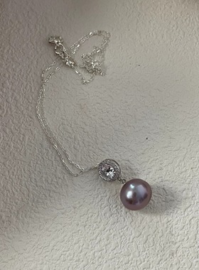 珍珠项链纯银高级感小众魅紫钻链