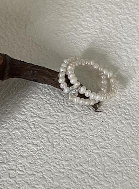 纯银小众设计简约百搭珍珠戒指