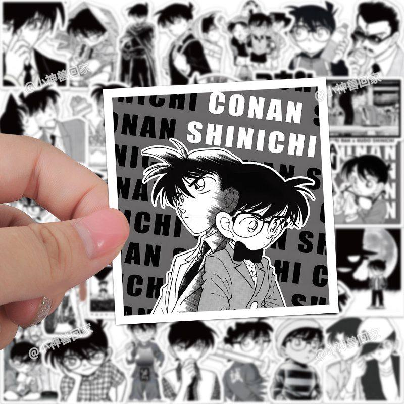 61张名侦探柯南贴纸黑白动漫周边diy手机壳个性创意装饰防水贴画