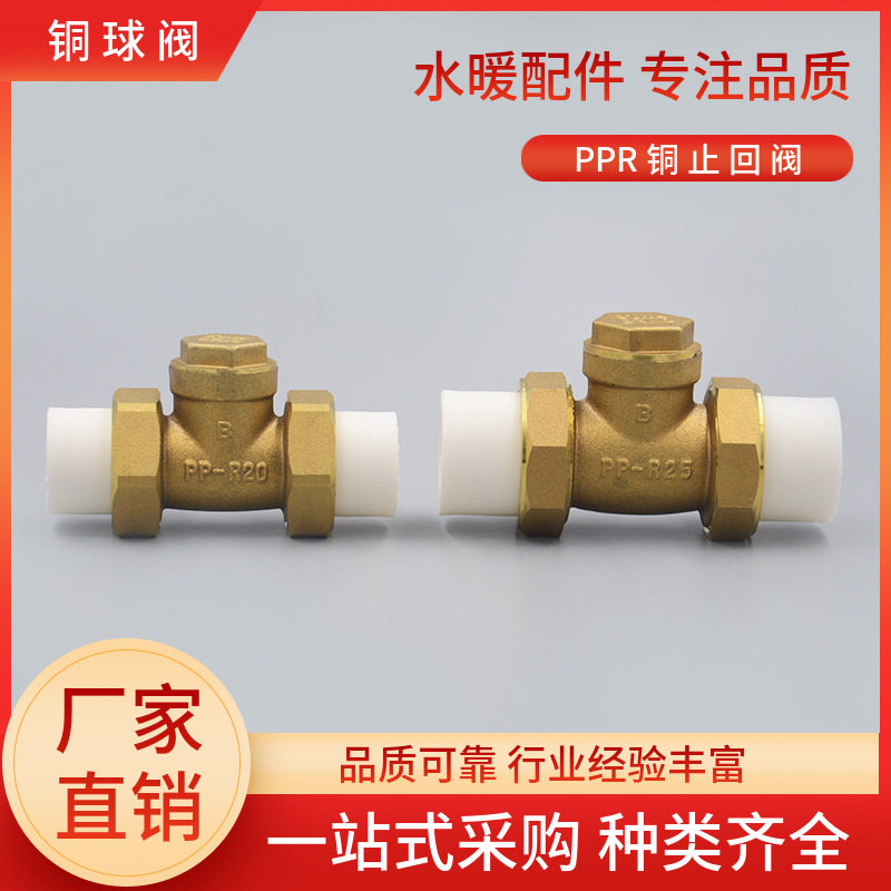 PPR铜止回阀 热熔逆流阀 卧式 单向阀 加厚20 25 3240 50 63