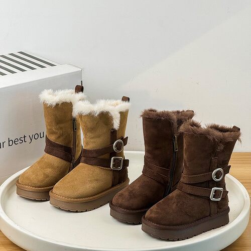女童真皮雪地靴2025冬季新款