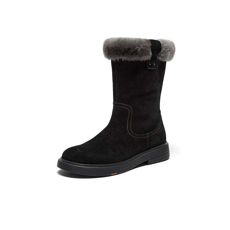 Bata雪地靴女加绒羊毛厚底雪顶靴