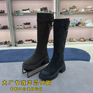 专柜TATA他她2026冬过膝长靴厚底高筒靴女显瘦弹力靴CVK01DG6