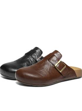 专柜正品百丽2026春男半岛吐司一脚蹬勃肯鞋休闲包头拖鞋9AM01AT6