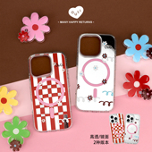 OuliOuli小众风镜面透明磁吸手机壳情侣壳碎花高级感ins风高透软TPU格纹镜子礼物iphone17春夏 快乐万花筒