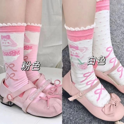 女儿服袜子女童蕾丝中筒袜百搭花边夏季少女日系软妹短款袜少萝新