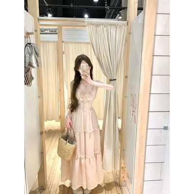 冷淡系高级感连衣裙小个子巨好看小众短裙温柔大方碎花吊带女夏季