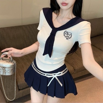 日系学院风套装萌系水手服甜妹大码收腰夏日长款2025新款制服独特