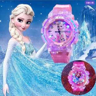 儿童发光手表爱莎公主苏菲亚男女童电子玩具表3 10岁卡通冰雪奇缘