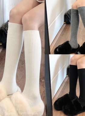 小腿袜秋冬款高筒袜黑色袜子显瘦微压袜袜子女长筒袜外穿过膝袜潮
