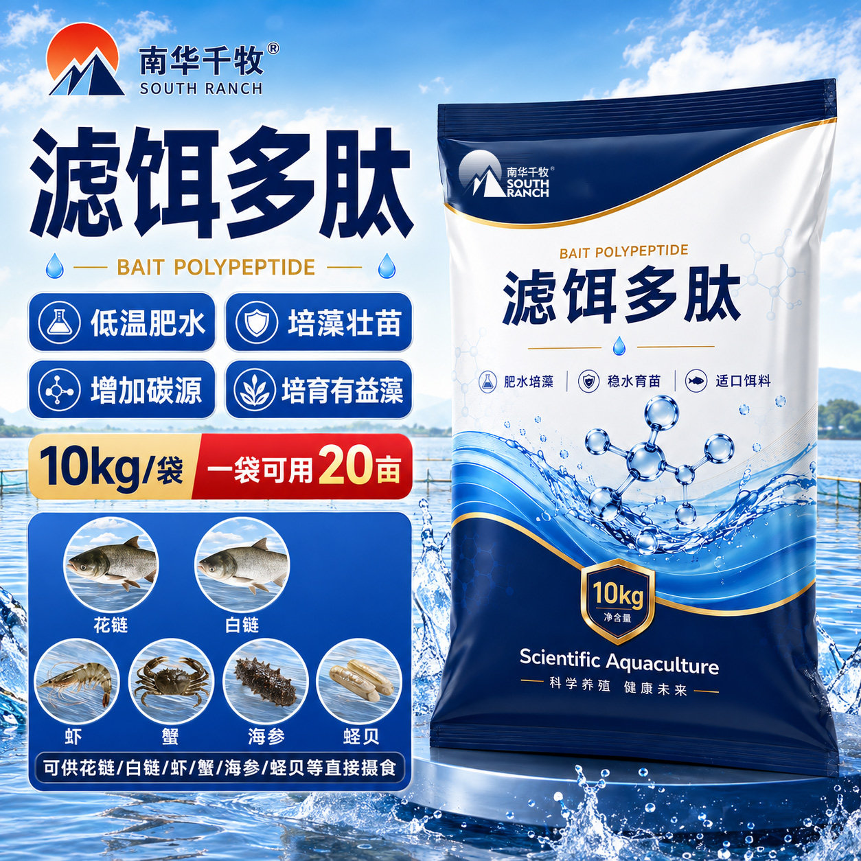 滤饵多肽多糖复合益生菌维生素水产养殖氨基酸新肥水膏生物蛋白ZZ