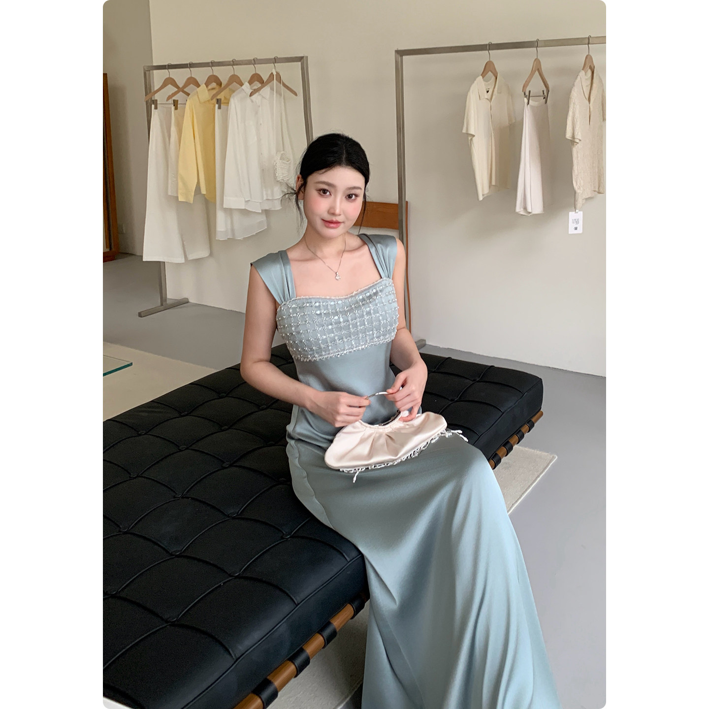 糕冷圆脸[世家千金]缎面连衣裙女夏季微胖女生穿搭礼服生日裙子